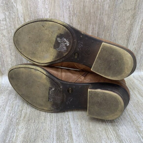 Lucky Brand Boots Womens Size 8 M Brolley Brown Tan Ankle Zip Heel Booties - Picture 9 of 14